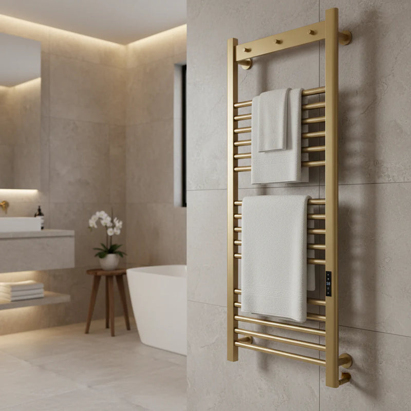 Kartell Toro Smart Dry Electric Heated Towel Rail 1200 x 500mm - Brushed Brass