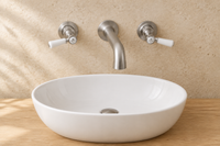 Bc Designs - 3 Hole Wall Mounted Lever  Bath Filler Tap With Spout - Brushed Chrome
