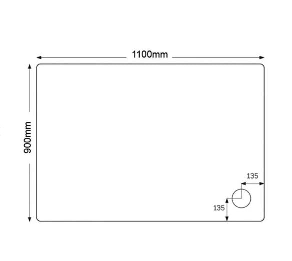 JTFUSION 1100 X 900 WHITE ANTI-SLIP TRAY WITH WASTE