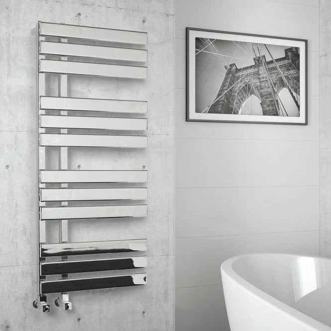 K-Vit Oregon Chrome 1180mm x 500mm Modern Style Designer Heated Towel Rail