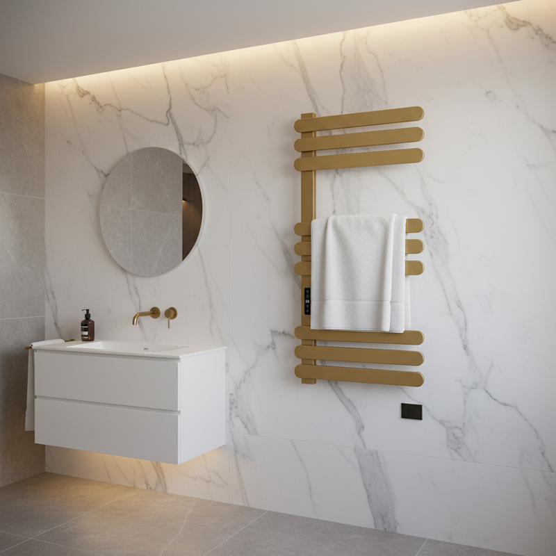 Kartell Selecta Smart Dry Electric Towel Rail 1100 x 500mm - Brushed Brass
