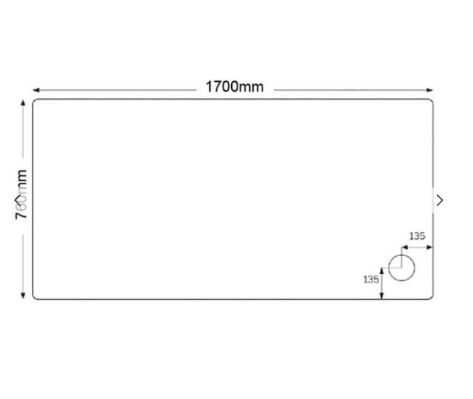 JTFUSION 1700 X 760 WHITE ANTI-SLIP TRAY WITH WASTE
