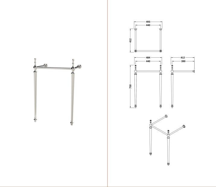 Nuie Carlton / 500mm 1TH Basin With Traditional Stand