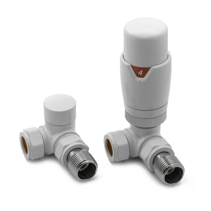 Reina Modal Trv Corner Steel Radiator & Towel Rail Valve White
