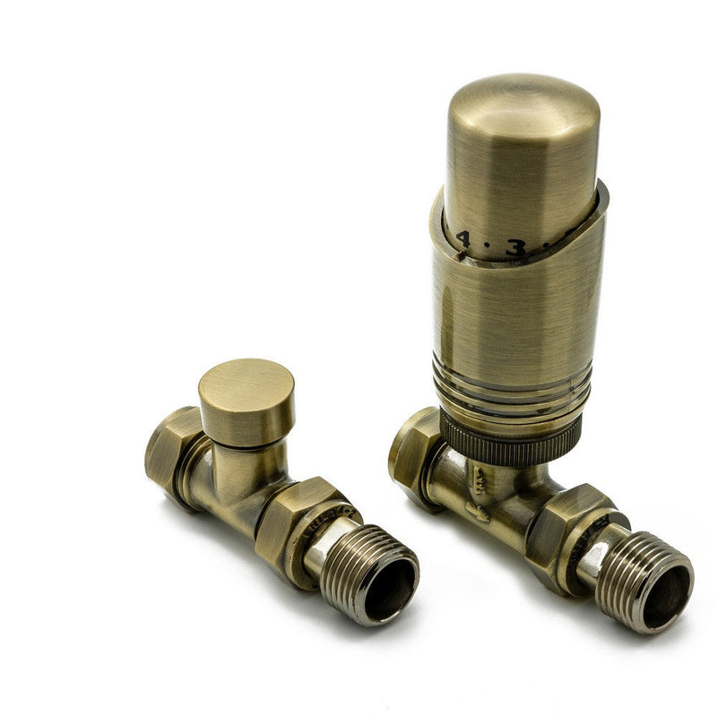 Reina Modal Trv Straight Steel Radiator & Towel Rail Valve Bronze Brushed