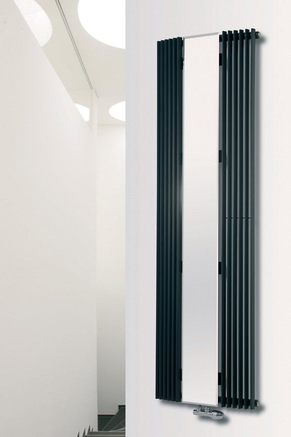 MaxtherM Alton Steel Anthracite Curved Mirror Vertical Designer Radiator 1800mm H x 600mm W