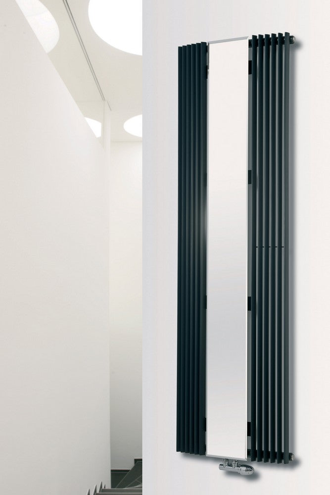 MaxtherM Alton Steel Anthracite Curved Mirror Vertical Designer Radiator 1800mm H x 600mm W