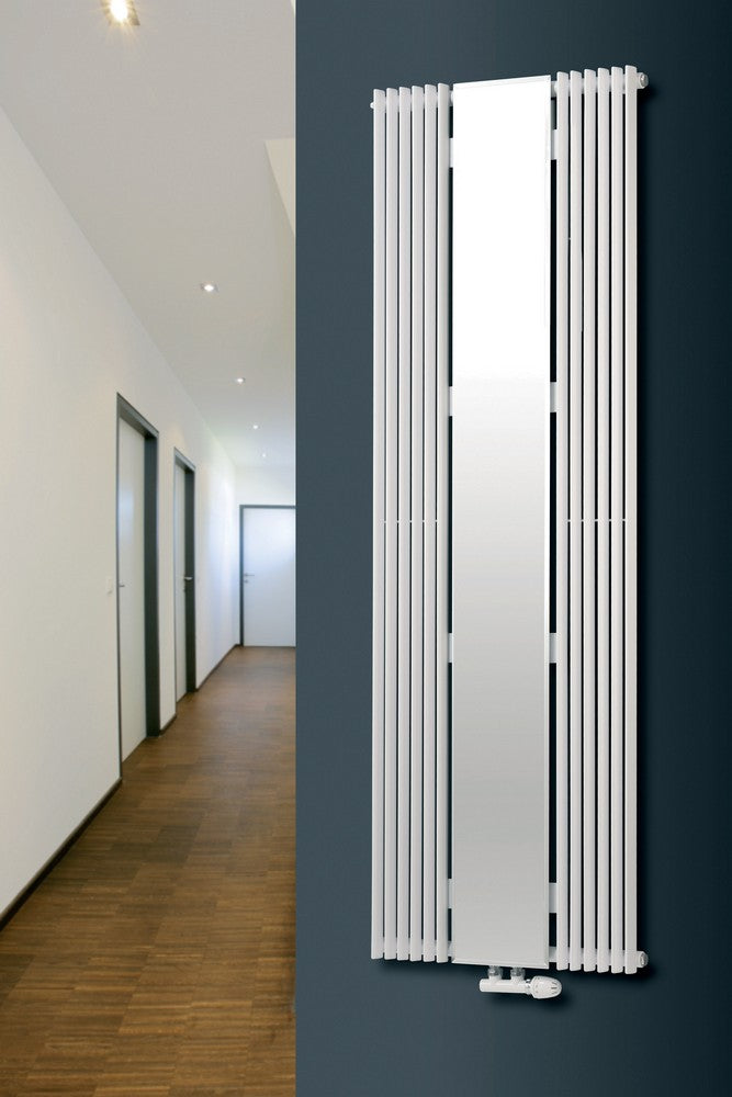 MaxtherM Alton Steel White Curved Mirror Vertical Designer Radiator 1800mm H x 600mm W