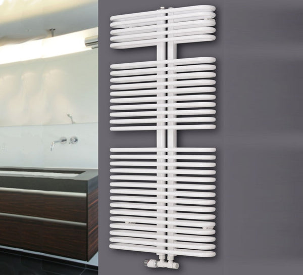 MaxtherM Brampton Steel White Designer Heated Towel Rail 1176mm H x 600mm W