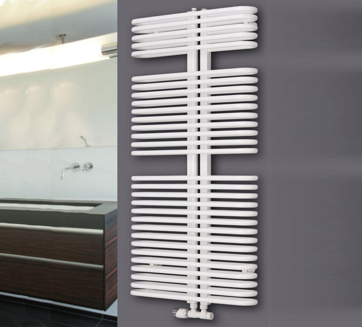 MaxtherM Brampton Steel White Designer Heated Towel Rail 1176mm H x 600mm W