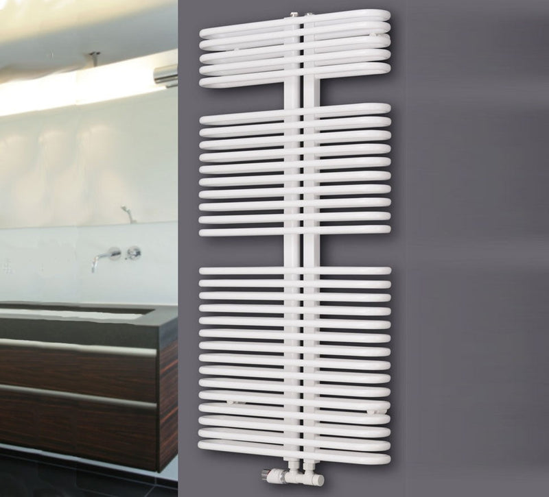 MaxtherM Brampton Steel White Designer Heated Towel Rail 1176mm H x 600mm W