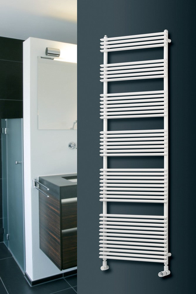MaxtherM Chepstow Steel White Designer Heated Towel Rail 1460mm H x 600mm W