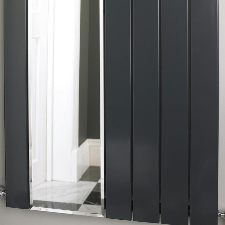 MaxtherM Newport Mirror Steel Anthracite Single Panel Vertical Designer Radiator 1800mm H x 595mm W