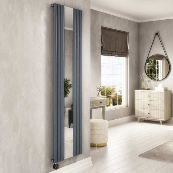 MaxtherM Ledbury Steel Anthracite Mirror Vertical Designer Radiators 1800mm H x 584mm W