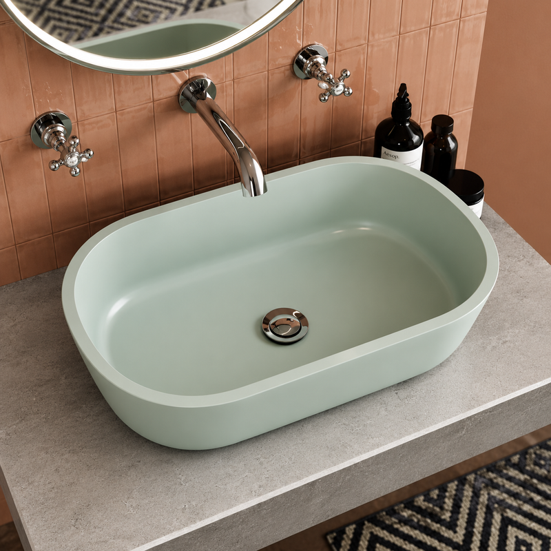 BC Designs Vive 530mm Oval Basin - Minty Green