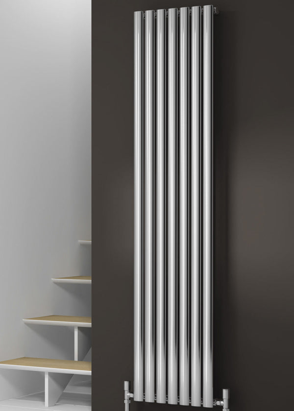 Reina Neva Steel Chrome Single Vertical Designer Radiator Central Heating