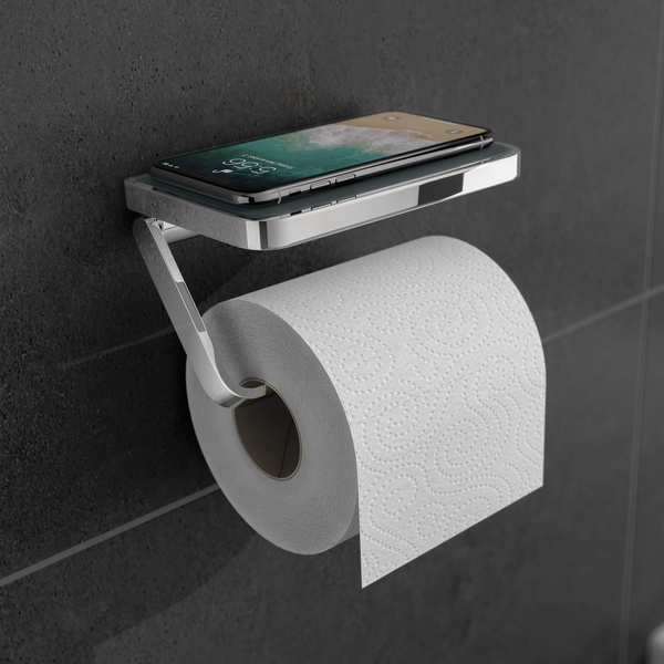 Hib - Toilet Roll Holder with Shelf & Anti-slip Mat - Chrome