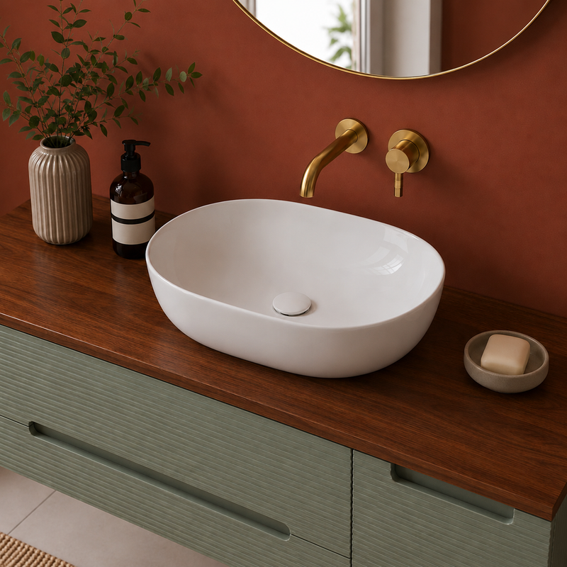 Tailored Bathrooms Lucca Counter Top Ceramic Basin 500 x 380mm - Gloss White