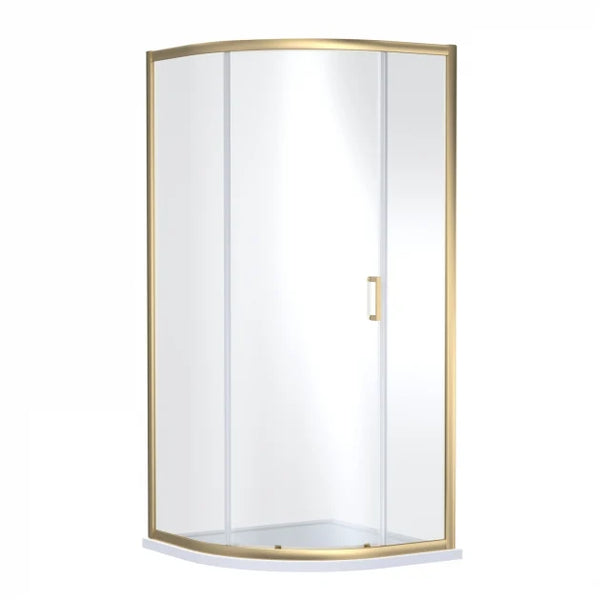Nuoe Brushed Brass Single Entry Quadrant Shower Enclosure 1900mm x 900mm - 6mm Glass