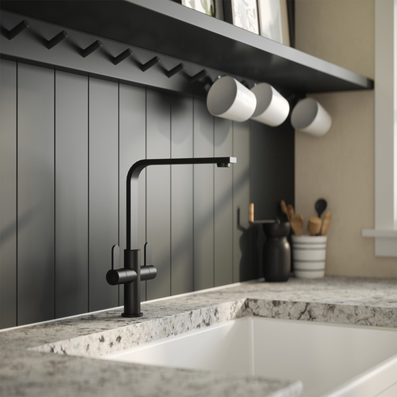 Nuie Churni Mono Basin Tap - Twin Lever - Matt Black