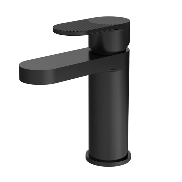 Nuie - Fluted Mono Basin Mixer Tap - P/B Waste - Matt Black