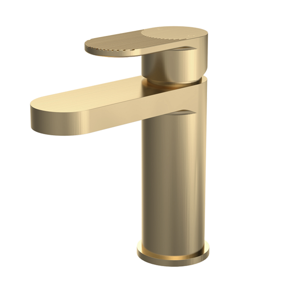 Nuie - Fluted Mono Basin Mixer Tap -  P/B Waste - Brushed Brass