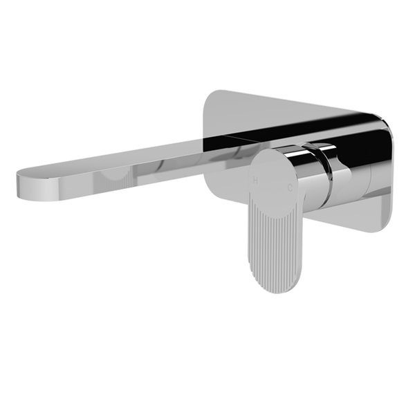 Nuie - Wall Mounted Basin Mixer Tap with Plate - Chrome