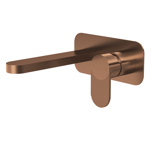 Nuie - Wall Mounted Basin Mixer Tap with Plate - Brushed Bronze