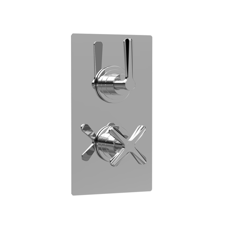 Nuie - Square Twin Thermostatic Shower Valve With Diverter - Chrome
