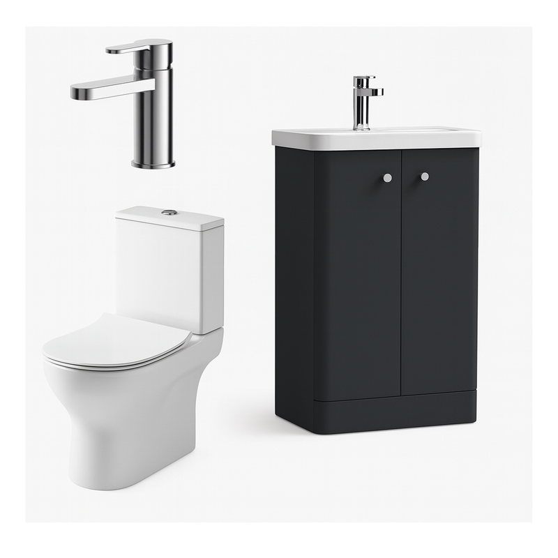 Nuie Core Floor Standing Basin & Toilet Unit With Tap & Waste