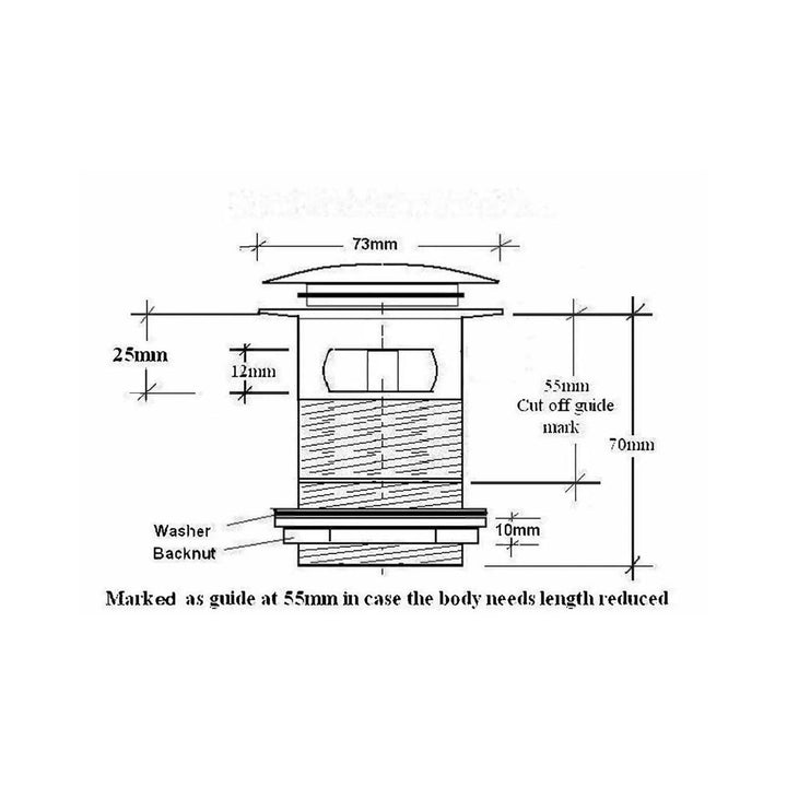 BC Designs Slotted Brass Push Down Bath Waste 70mm