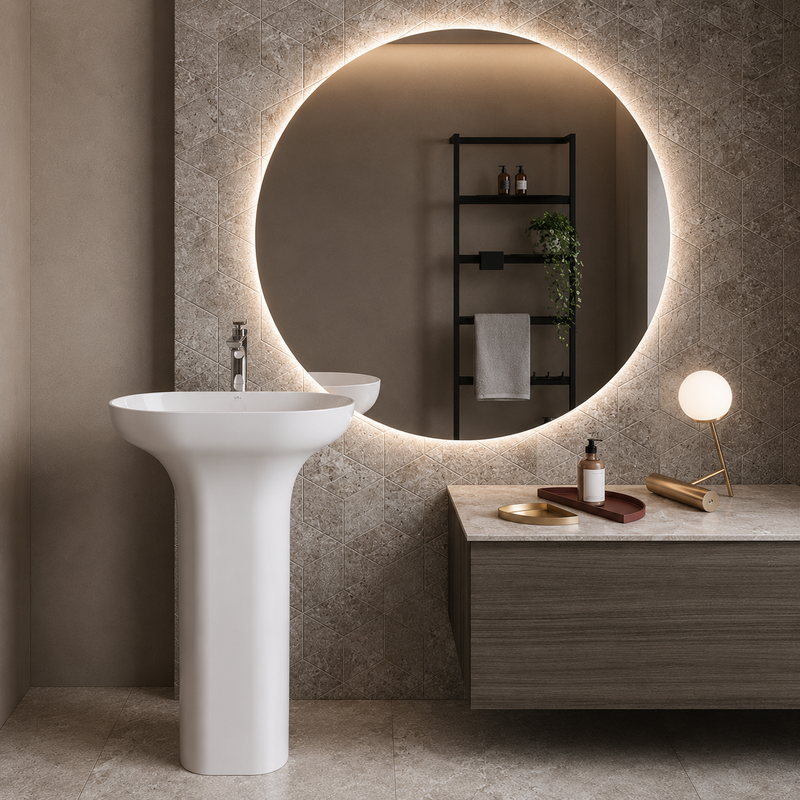 RAK Ceramics Des 1 Tap Hole Freestanding Wash Basin with Hidden Fixings