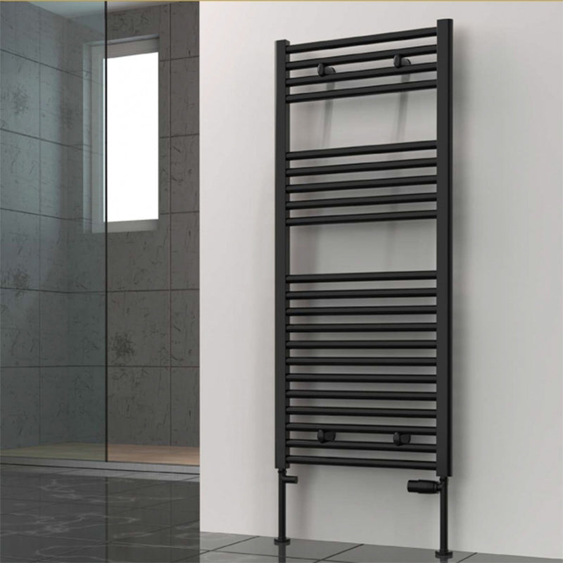 Reina Diva Steel Flat/Straight Black Heated Towel Rail Radiator