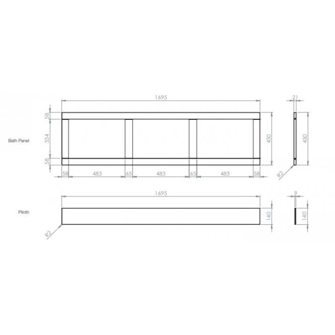Iona Hampton 1700 Front Bath Panel - Derwent Blue