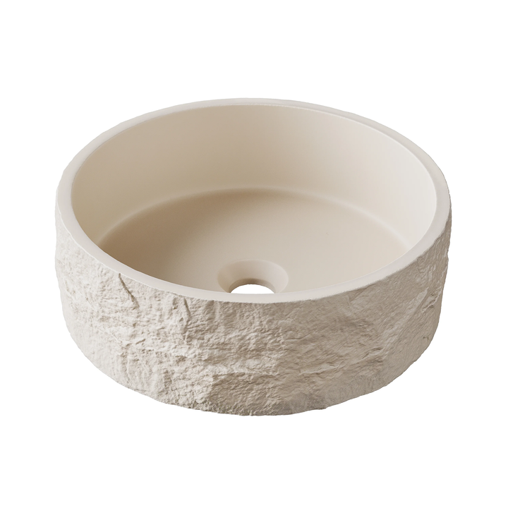 Hib - Petro Stone Effect Concrete Vessel Basin - Alabaster White
