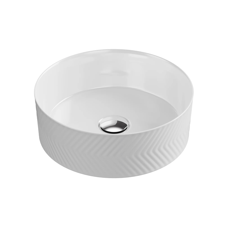 Hib - Eden Round Ceramic Vessel Basin - Chevron