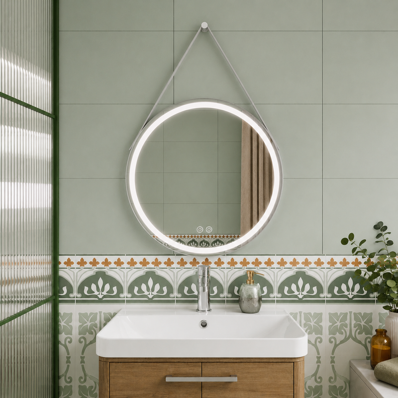 Nuie Synergy 600mm Round Touch Sensor Illuminated Bathroom Mirror