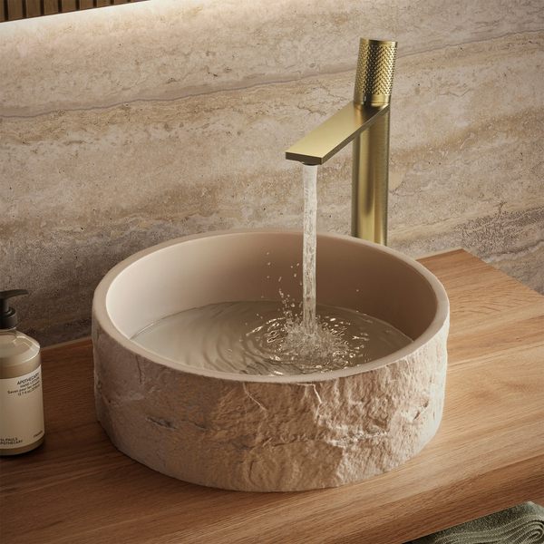 Hib - Petro Stone Effect Concrete Vessel Basin - Alabaster White