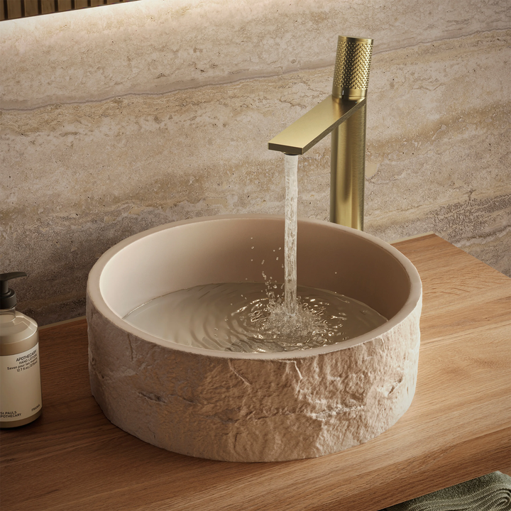 Hib - Petro Stone Effect Concrete Vessel Basin - Alabaster White