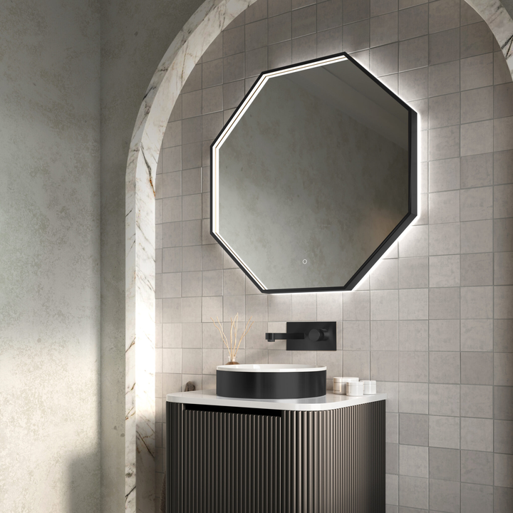 Scudo - Passa Octagonal LED Mirror - Matte Black