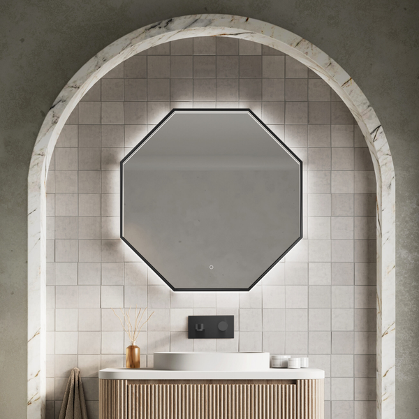 Scudo - Passa Octagonal LED Mirror - Matte Black