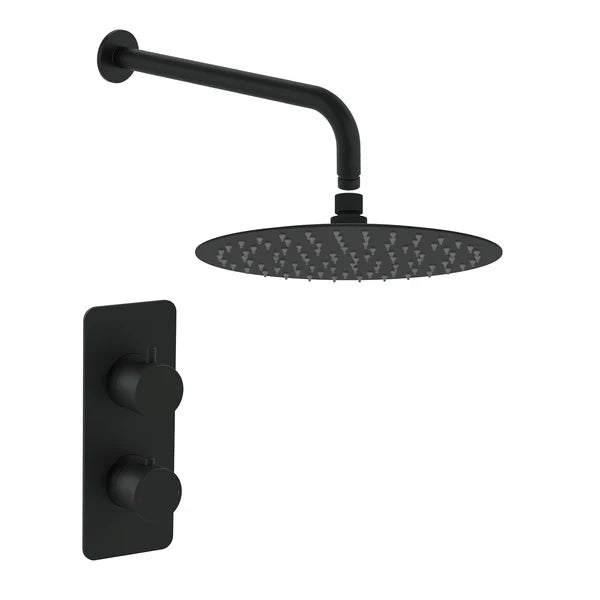 Hib - Rivex Single Outlet Valve Concealed Shower Set- Wall Arm - Matt Black