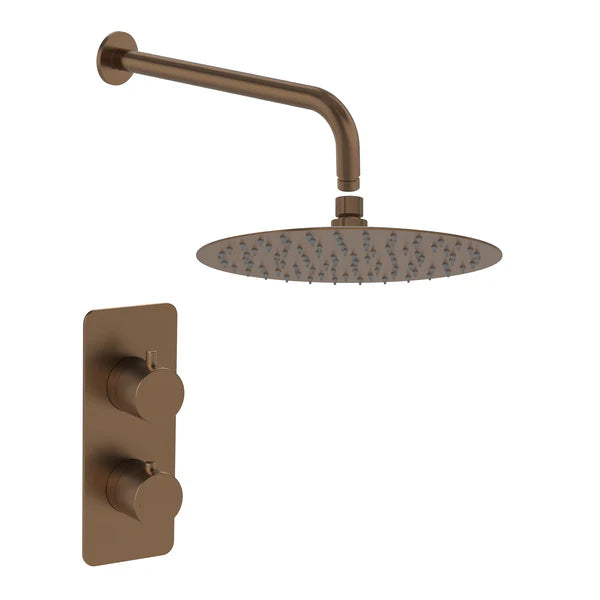 Hib - Rivex Single Outlet Valve Concealed Shower Set - Wall Arm - Brushed Bronze