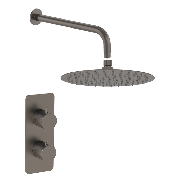 Hib - Rivex Single Outlet Valve Concealed Shower Set- Wall Arm - Matt Black