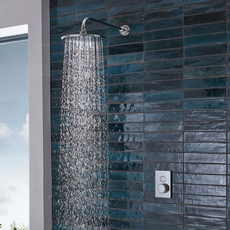 Tavistock Axiom Single Function Push Button Valve With Overhead Shower