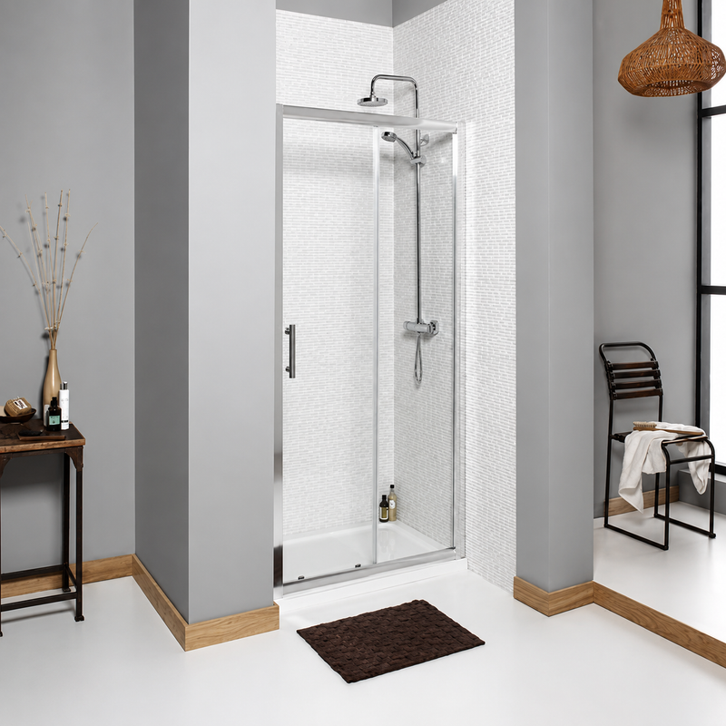 Kartell KV6 Sliding Shower Door Enclosure - 1850mm x 1200mm, 6mm Glass