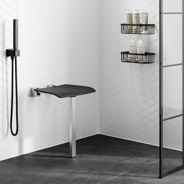 Hib -Shower Seat with Support Leg - Dark Grey