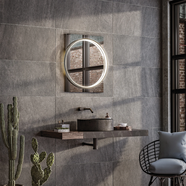 Hib - Solas Round Illuminated Bathroom Mirror - Chrome