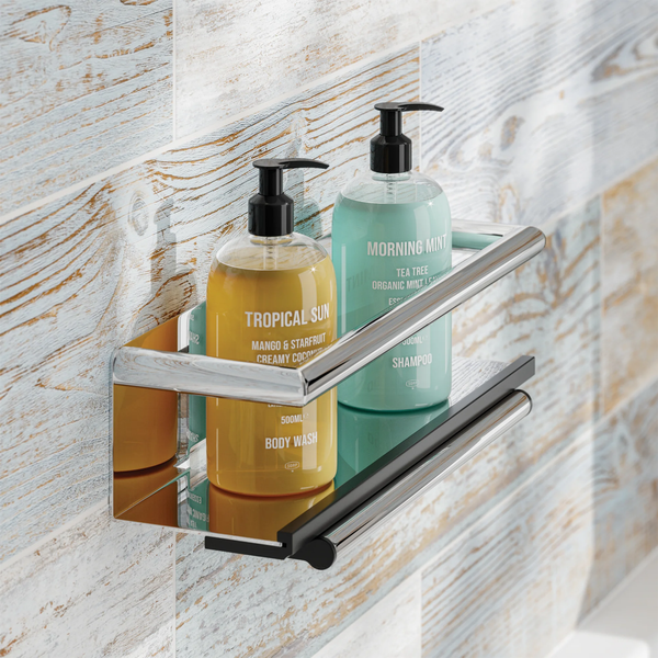 Hib - Shower Shelf with Grab Bar and Magnetic Squeegee - Chrome