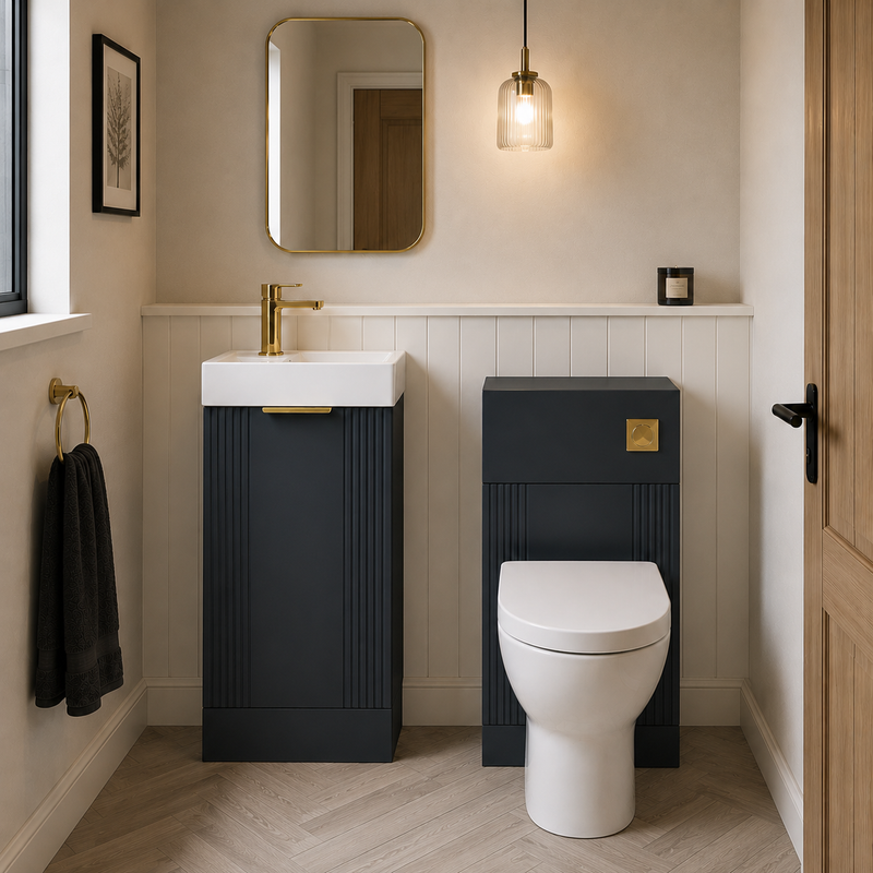 Nuie Deco 400mm Floor Standing Cloakroom Suite Package - Soft Black